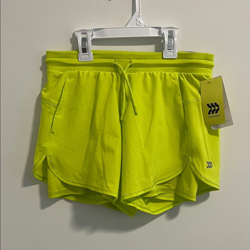 all in motion Neon Chartreuse Girl’s Athletic Shorts, size 10/12